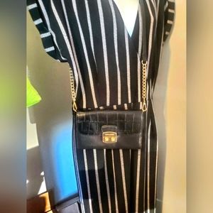 Coach black croc embossed pebbled leather clutch crossbody